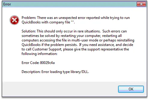 QB Error 80029c4a: Error Loading Type Library/DLL - Screenshot