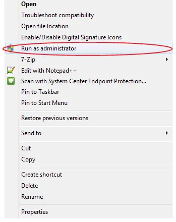 Run as Administrator - Screenshot