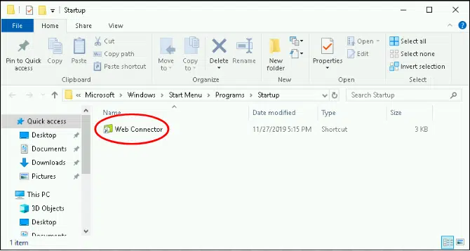 Web connector folder - Screenshot Image