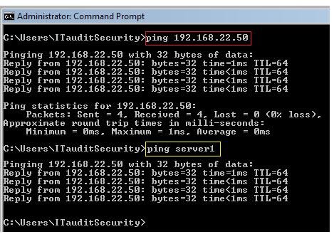 type ping [servername] - Screenshot