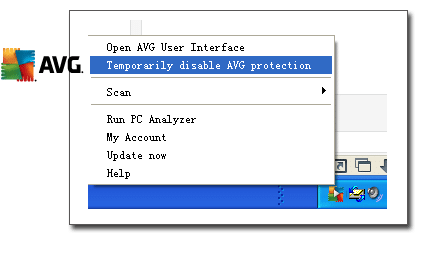 Disable the Antivirus program - Screenshot
