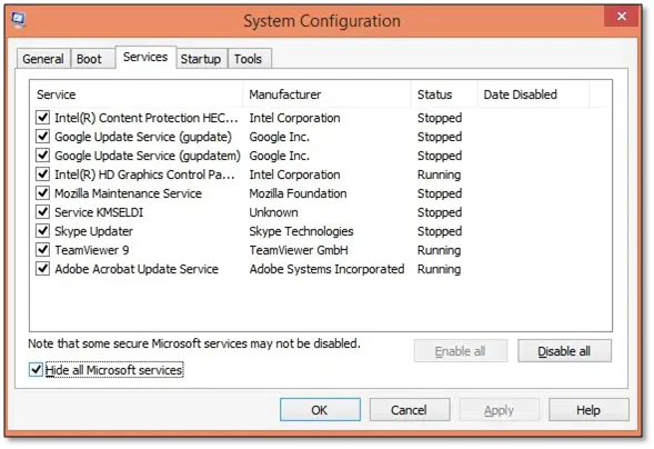 Install QuickBooks in Selective Startup - Screenshot