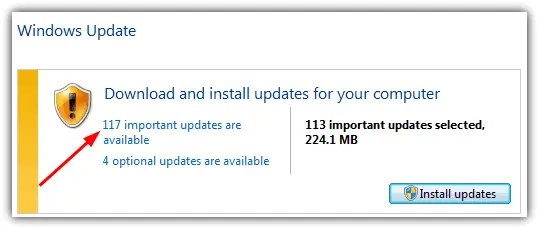 A Windows Update Dialog Box will appear,