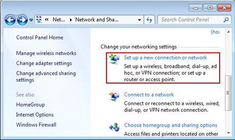 Internet Connection Set Up - Screenshot