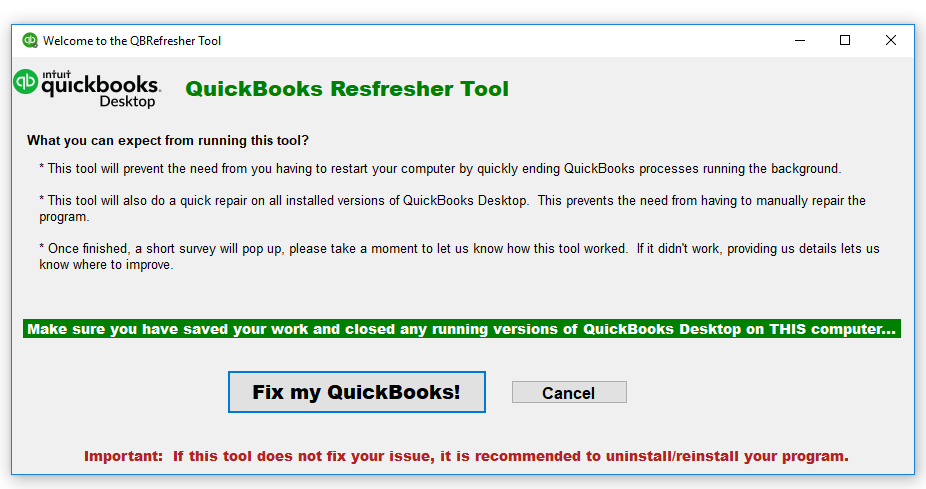 QB Refresher tool-Screenshot