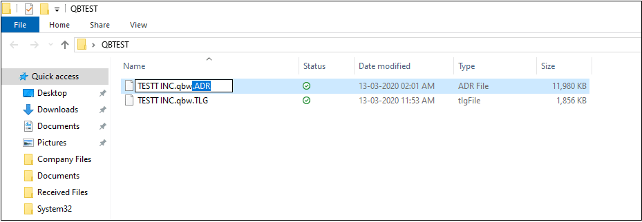 QBTEST folder - Image
