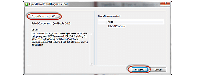 QuickBooks Error Code 1935 (QBinstall diagnostic tool)