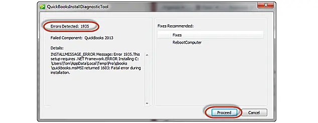 QuickBooks Error Code 1935 (QBinstall diagnostic tool)