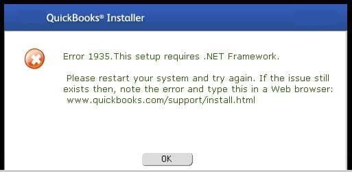 QuickBooks Error Code 1935 - Screenshot