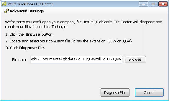 QuickBooks File Doctor- Screenshot Image