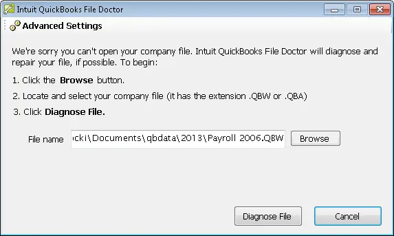 QuickBooks File Doctor- Screenshot Image