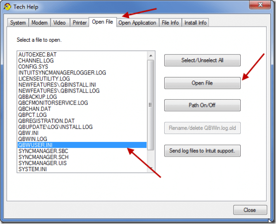 Rename QBWUSE.INI File- Screenshot