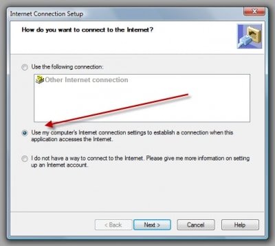 Verify the Internet Connection - Screenshot Image