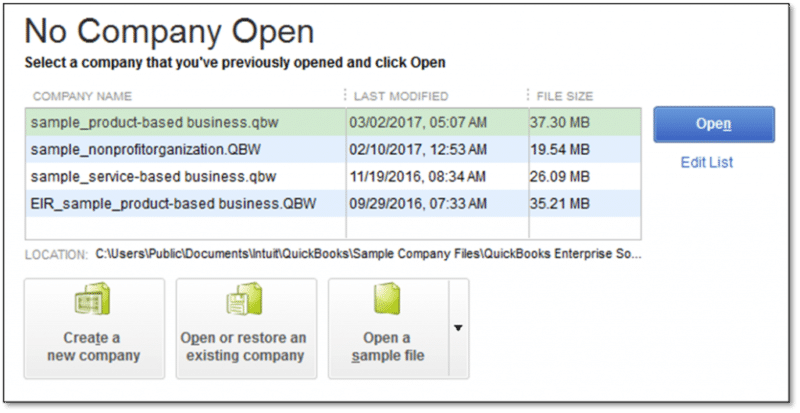 No company open window - Screenshot