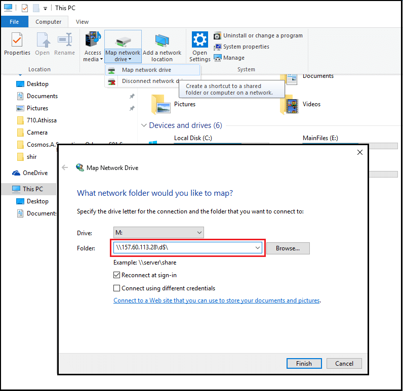 Copying to local hard drive - Screenshot
