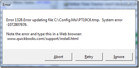 Error 1328 - Screenshot