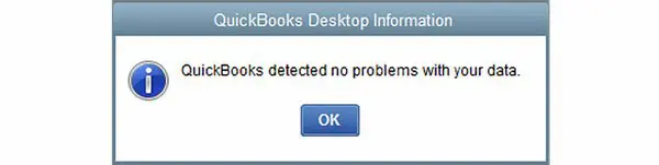 No problem detected in QuickBooks company file - Screenshot Image