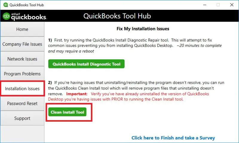 QuickBooks Clean Install Tool - Screenshot