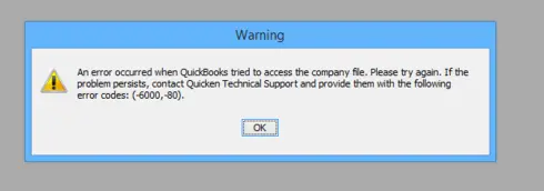 QuickBooks Error Code -6000, -80 - Screenshot