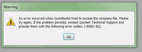 QuickBooks Error Message 6000-82 - Screenshot Image