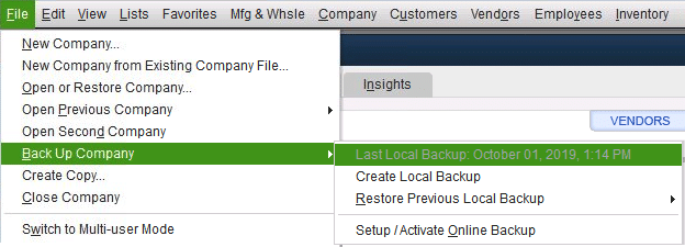 See last backup- screenshot