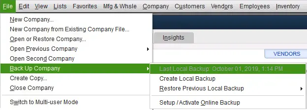 See last backup- Screenshot
