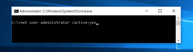 net user administrator or active yes - Screenshot