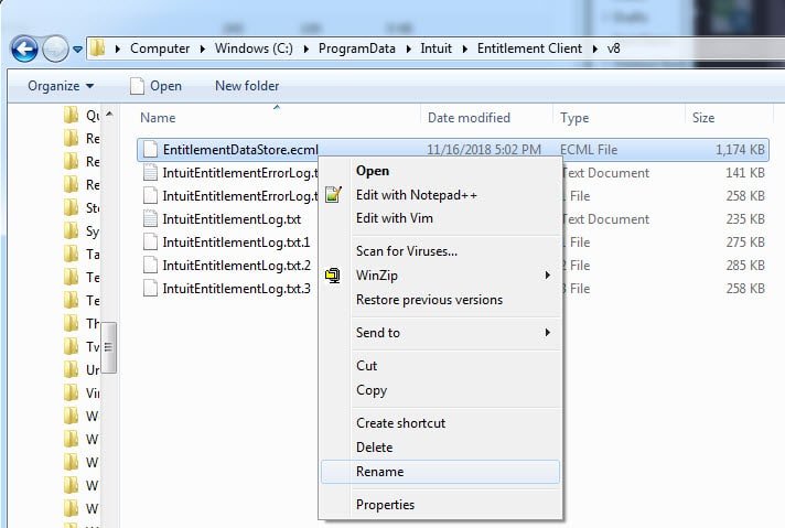 rename the Entitlementdatastore.ecml file - Screenshot