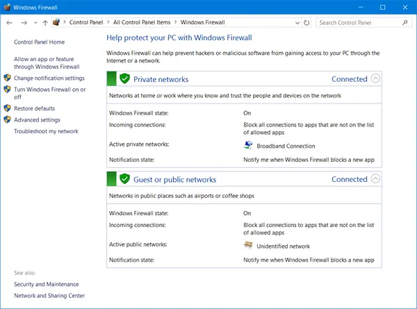 Configuring firewall-screenshot