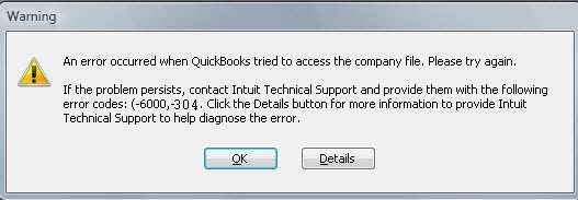 QuickBooks Error Message 6000 304 - Screenshot
