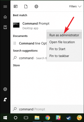 run as admin- screenshot