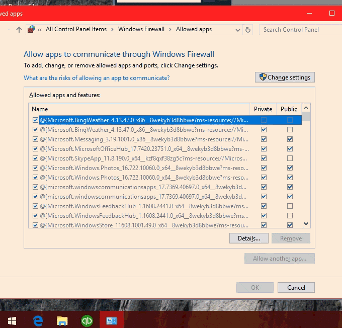 Adding important files to the firewall - Screenshot