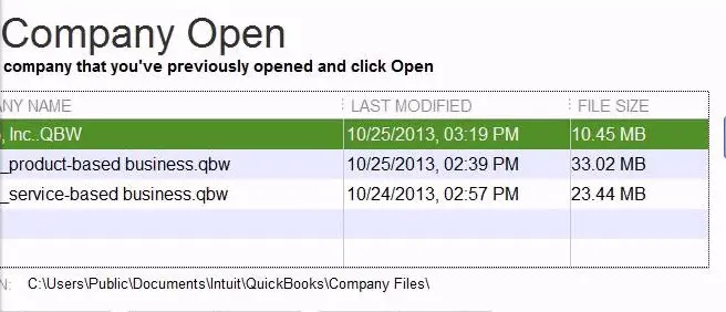 Moving the company file - Screenshot