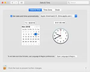 System Date and Time Settings - Screenshot