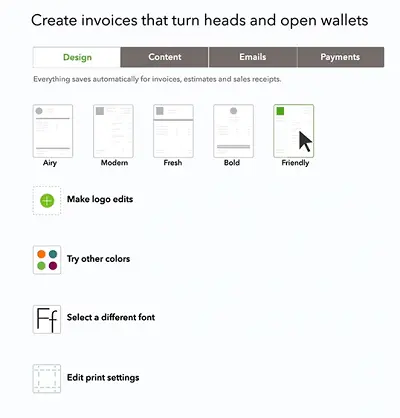 Change Your Invoice Template - Screenshot
