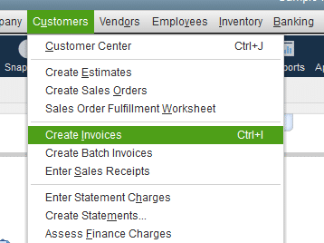Creating an invoice from scratch in QuickBooks - Screenshot 1