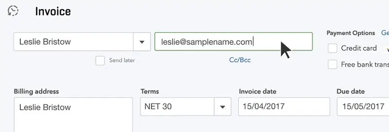 Email the Invoice - Screenshot