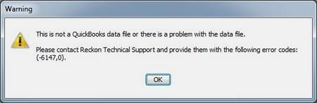 QuickBooks Error Message 6147, 0 - Screenshot