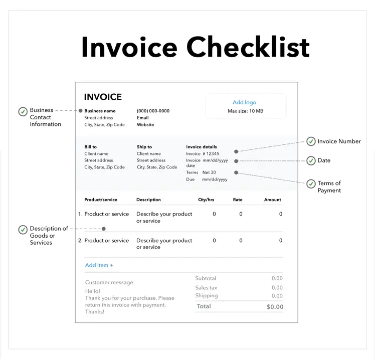 QuickBooks Invoice - Screenshot Image