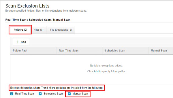 Use Trend Micro Active Scan Settings - Screenshot