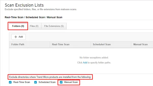 Use Trend Micro Active Scan Settings - Screenshot