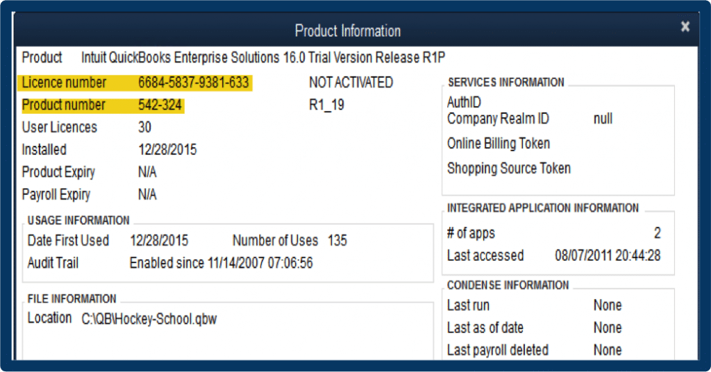 Product Information - Screenshot