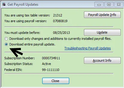 Payroll tax table updates-screenshot