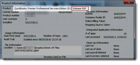 Check QuickBooks version-screenshot