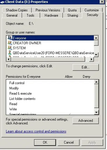 Checking permissions- screenshot