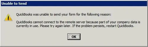 QuickBooks is unable to send your form - Screenshot