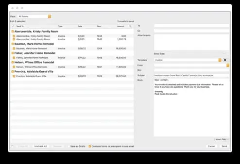 Combine invoice emails - Screenshot Image