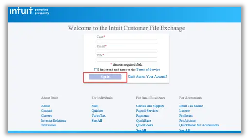 Upload your data file in Intuit - Screenshot Image