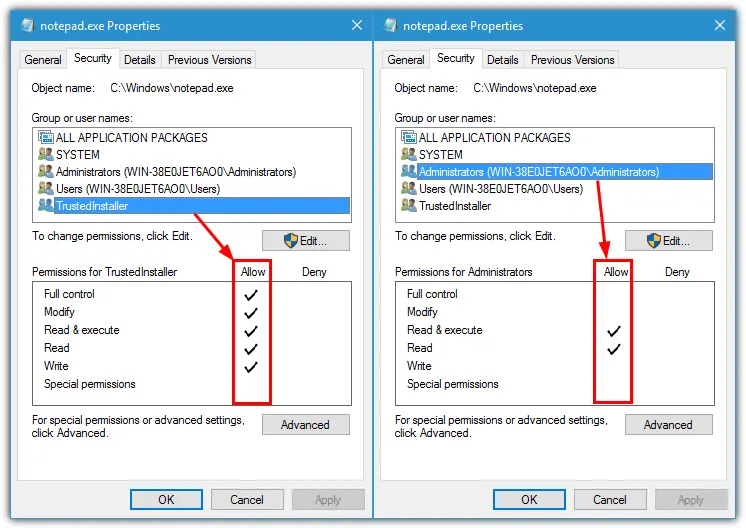 Allow full control - Screenshot