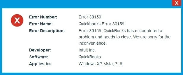 QuickBooks Payroll Error 30159 - Screenshot Image